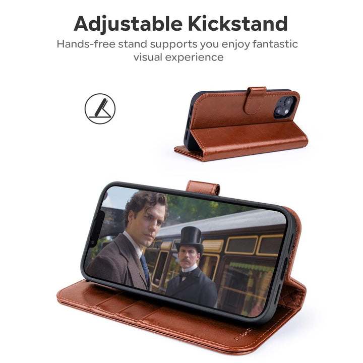 OCASE Luxe Wallet Case for iPhone 14 Plus - Brown - DOKUTRONIX