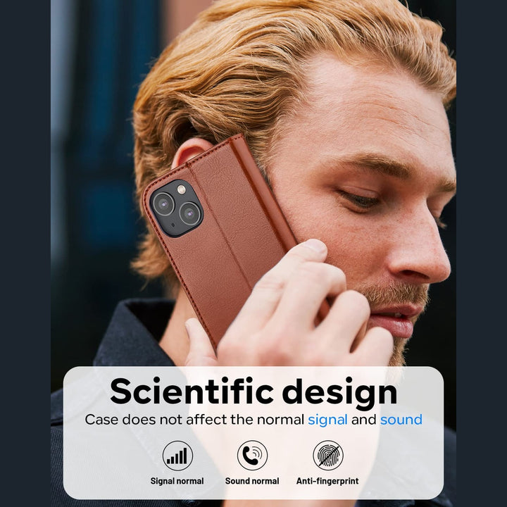 OCASE Luxe Wallet Case for iPhone 14 Plus - Brown - DOKUTRONIX