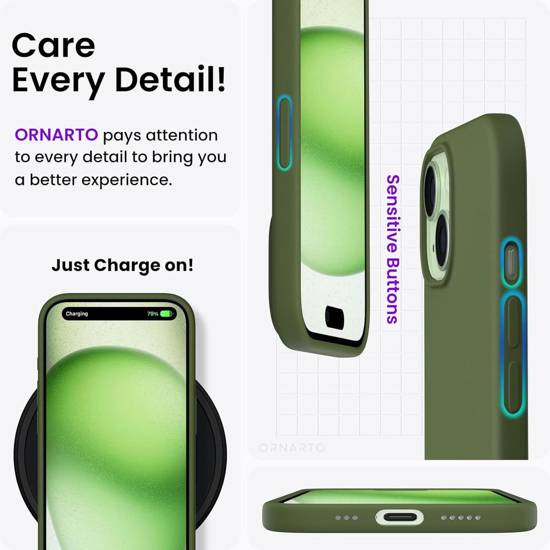 Cedar Green Liquid Silicone Case for iPhone 15 - DOKUTRONIX