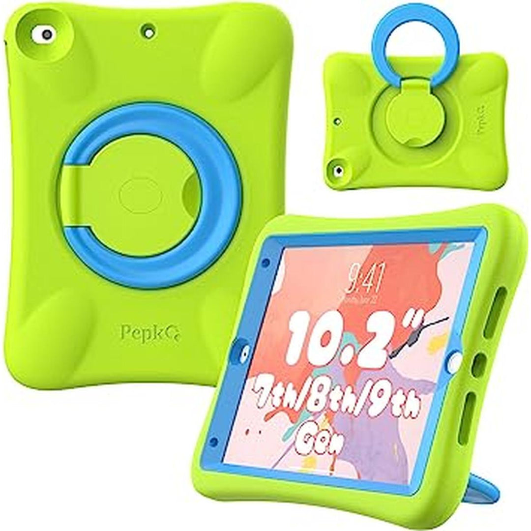PEPKOO Kids iPad Case - Green Shockproof Stand - DOKUTRONIX