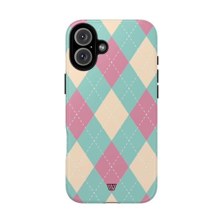 BLUE PINK BEIGE ARGYLE | Tough Phone Case