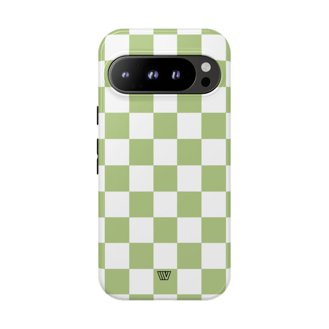 PALE OLIVE WHITE CHECKERBOARD | Tough Phone Case