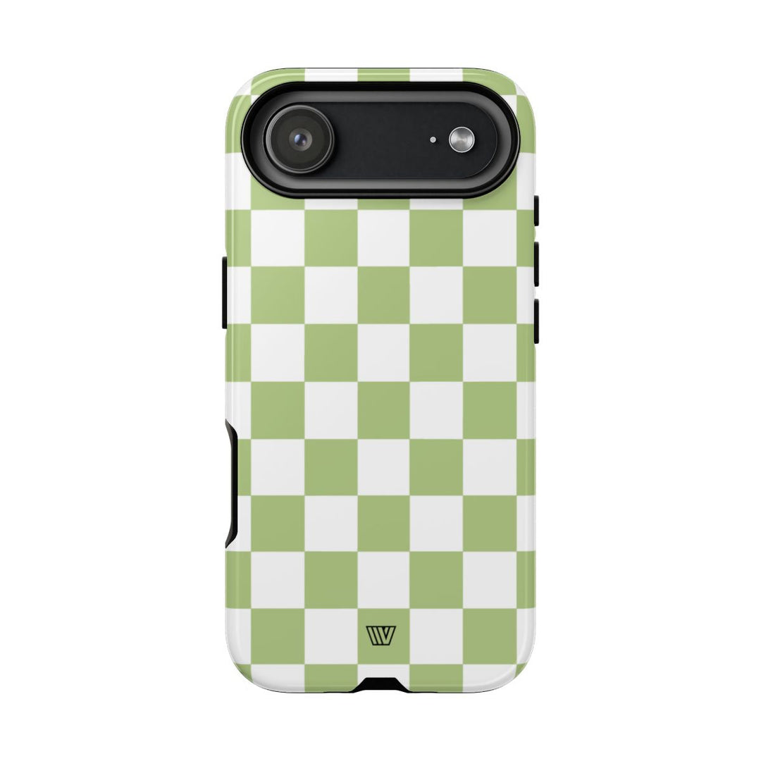 PALE OLIVE WHITE CHECKERBOARD | Tough Phone Case