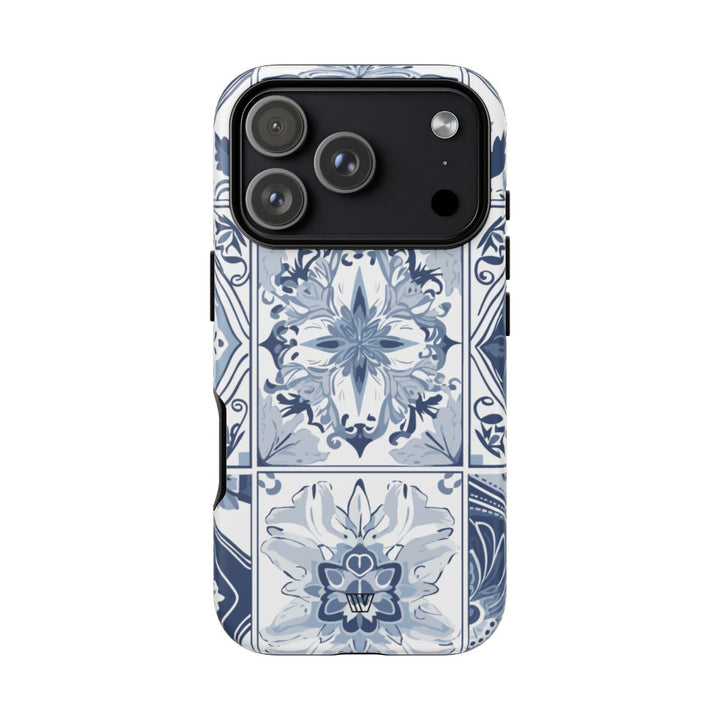 BLUE WHITE TILE | Tough Phone Case