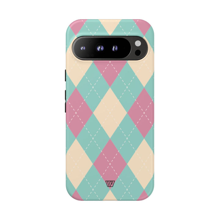 BLUE PINK BEIGE ARGYLE | Tough Phone Case