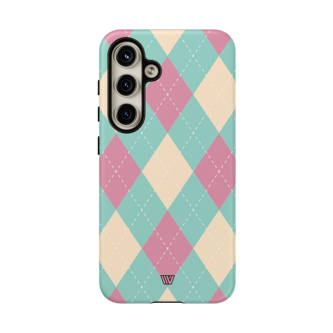 BLUE PINK BEIGE ARGYLE | Tough Phone Case