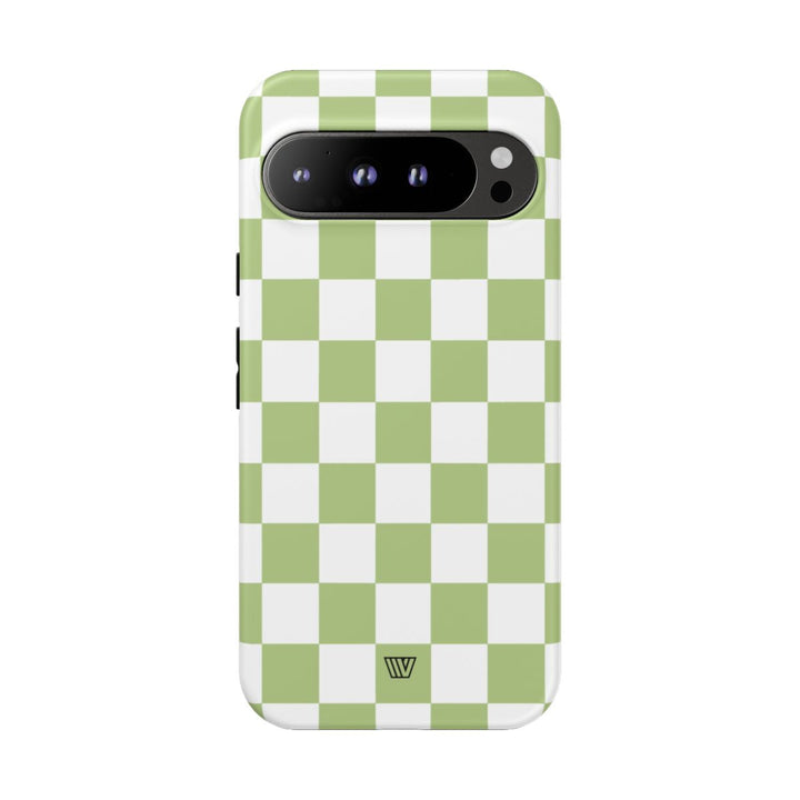 PALE OLIVE WHITE CHECKERBOARD | Tough Phone Case