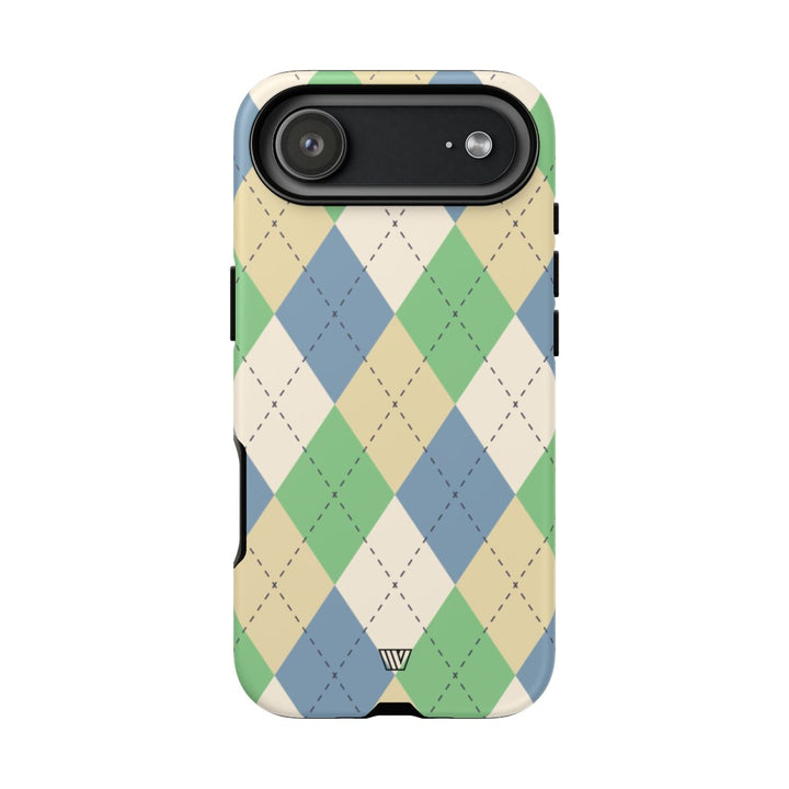 GREEN BLUE BEIGE ARGYLE | Tough Phone Case