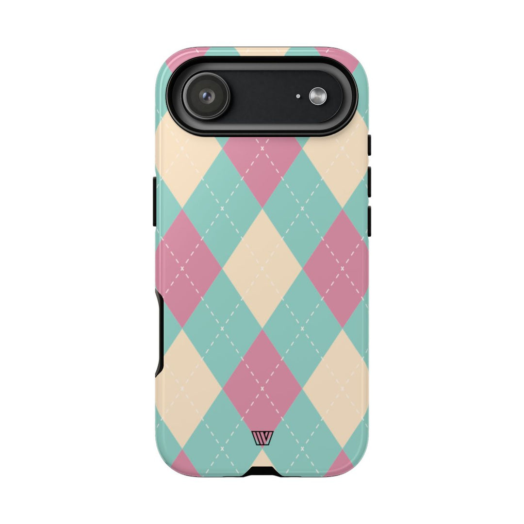 BLUE PINK BEIGE ARGYLE | Tough Phone Case