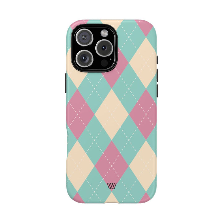BLUE PINK BEIGE ARGYLE | Tough Phone Case