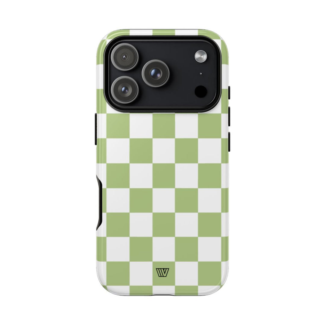 PALE OLIVE WHITE CHECKERBOARD | Tough Phone Case