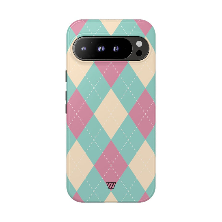 BLUE PINK BEIGE ARGYLE | Tough Phone Case