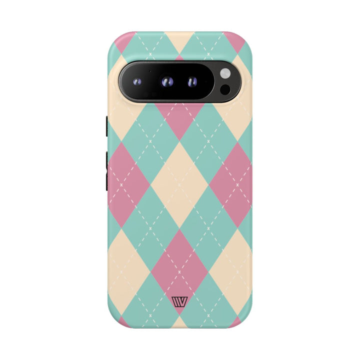 BLUE PINK BEIGE ARGYLE | Tough Phone Case