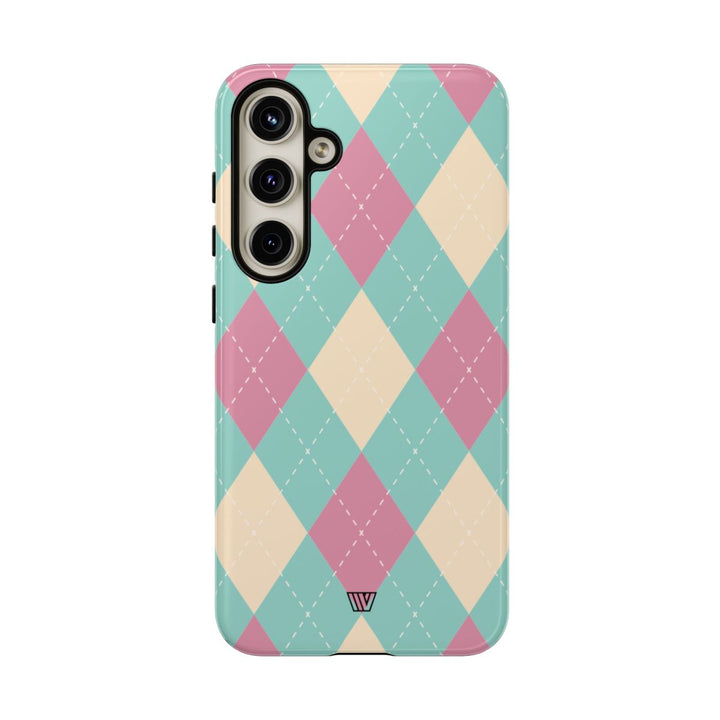 BLUE PINK BEIGE ARGYLE | Tough Phone Case