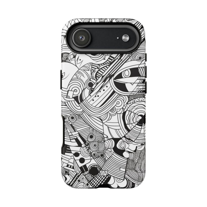 B&W ABSTRACT DOODLE | Tough Phone Case