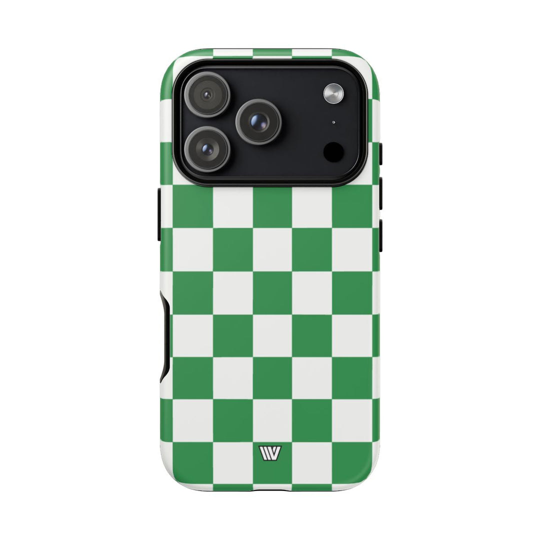 GREEN WHITE CHECKERBOARD | Tough Phone Case