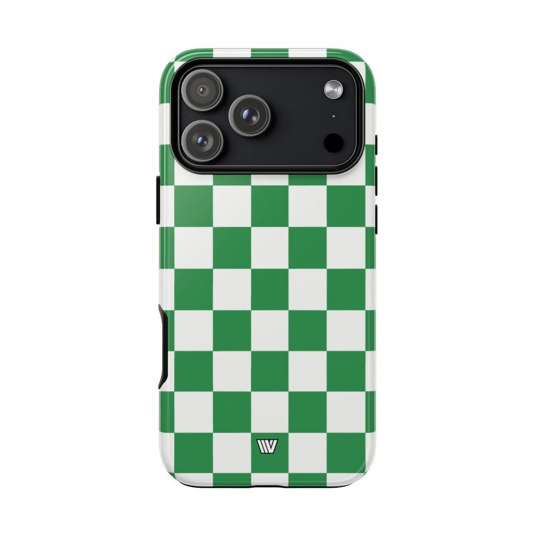 GREEN WHITE CHECKERBOARD | Tough Phone Case