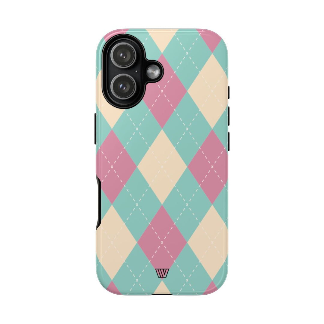 BLUE PINK BEIGE ARGYLE | Tough Phone Case