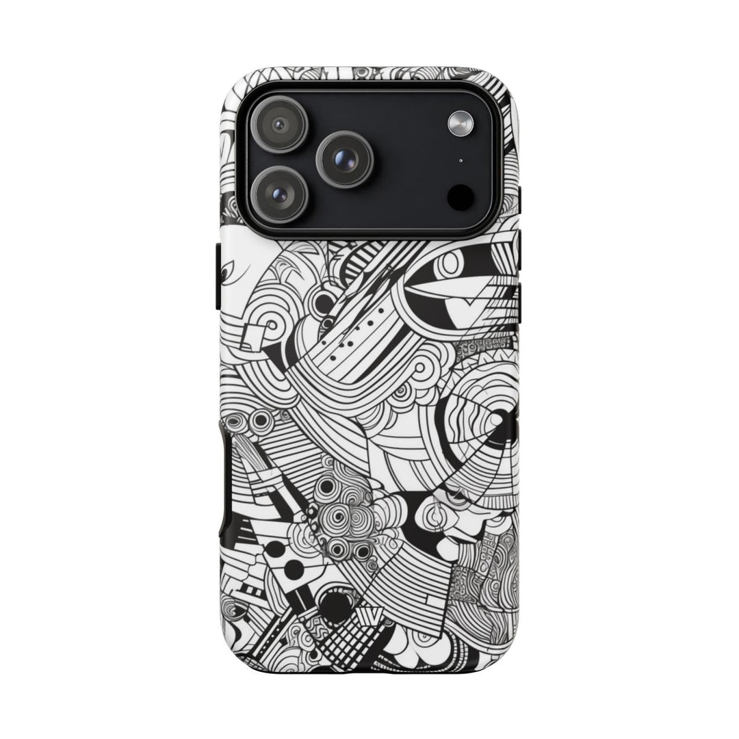 B&W ABSTRACT DOODLE | Tough Phone Case