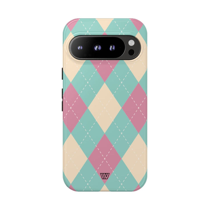 BLUE PINK BEIGE ARGYLE | Tough Phone Case