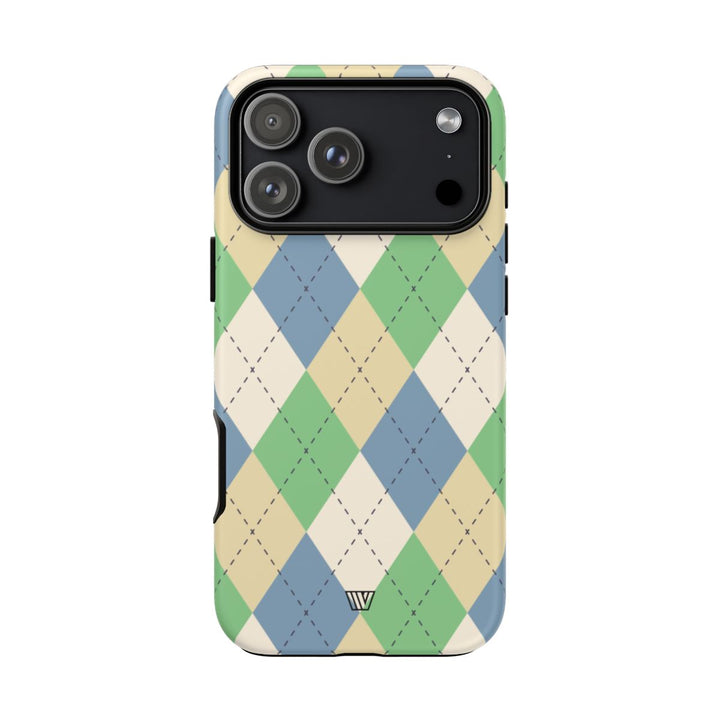 GREEN BLUE BEIGE ARGYLE | Tough Phone Case