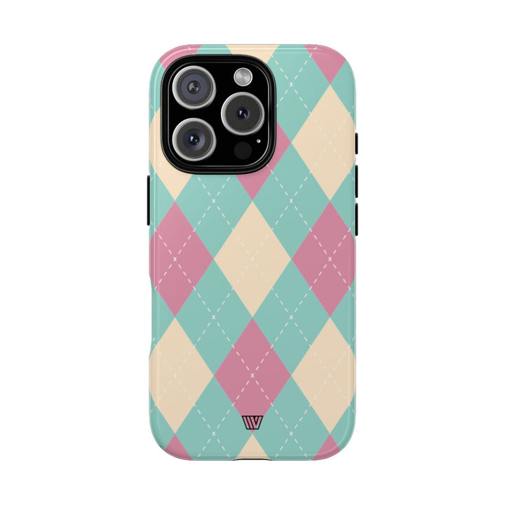 BLUE PINK BEIGE ARGYLE | Tough Phone Case