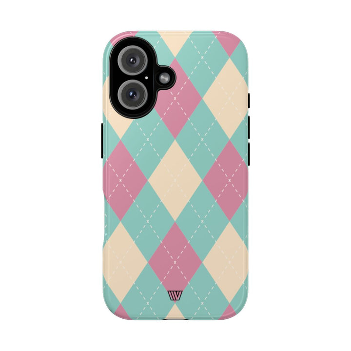 BLUE PINK BEIGE ARGYLE | Tough Phone Case