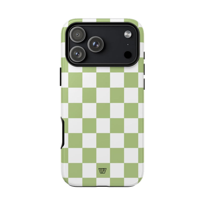 PALE OLIVE WHITE CHECKERBOARD | Tough Phone Case