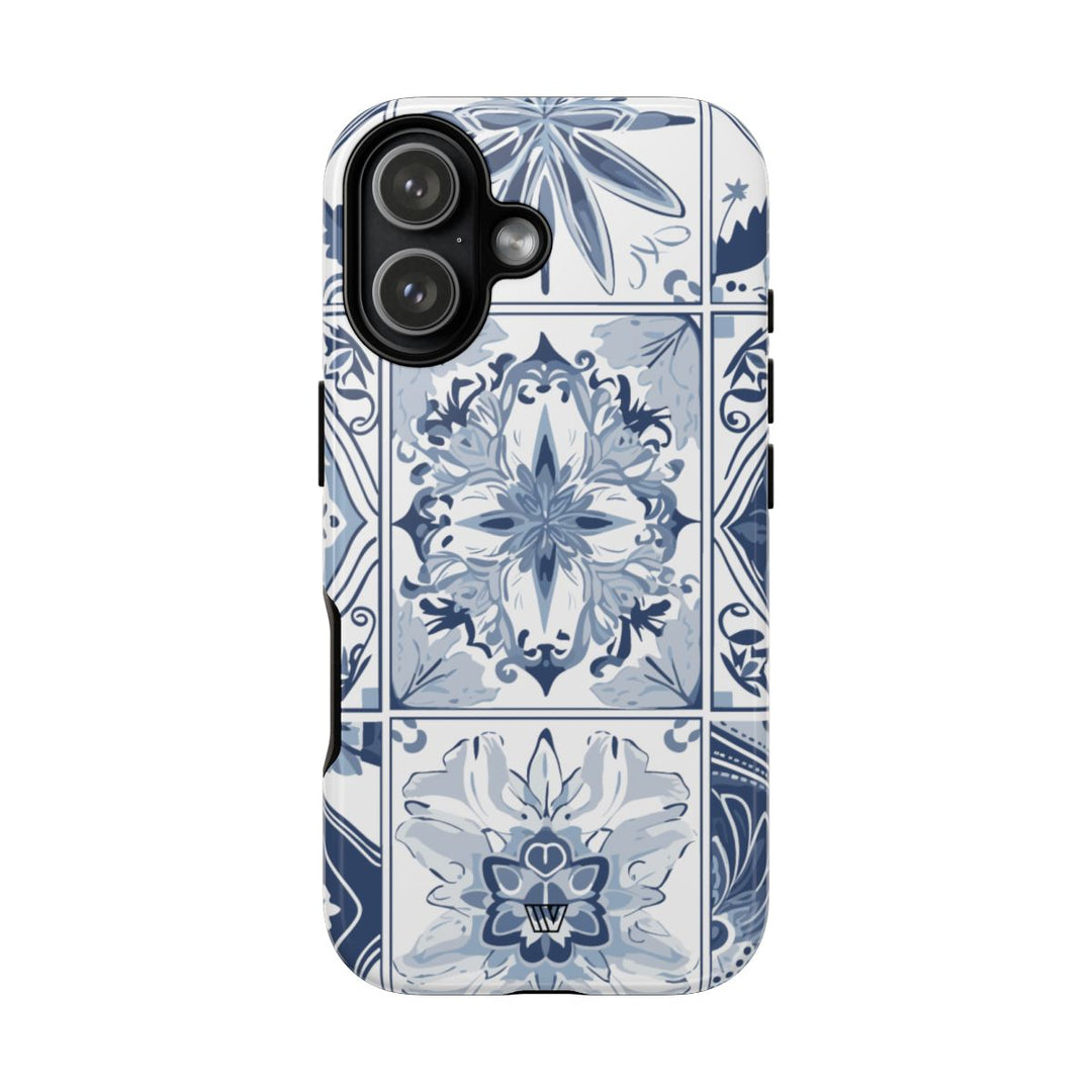 BLUE WHITE TILE | Tough Phone Case