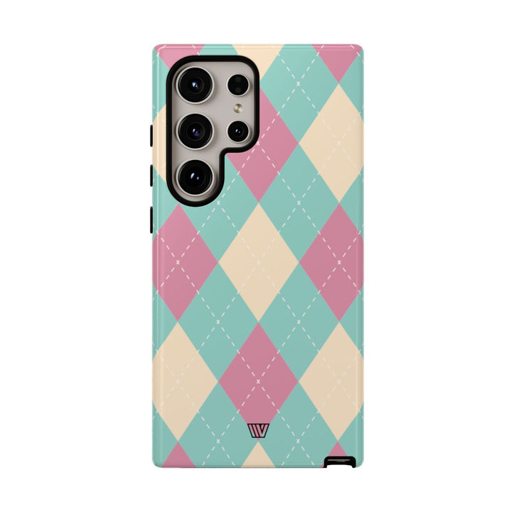 BLUE PINK BEIGE ARGYLE | Tough Phone Case