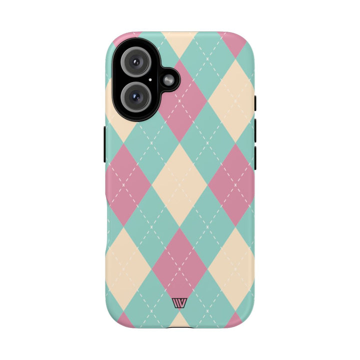 BLUE PINK BEIGE ARGYLE | Tough Phone Case
