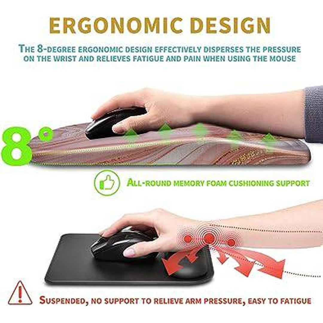 Pink Gold Marble Massage Mouse Pad with Wrist Support - DOKUTRONIX