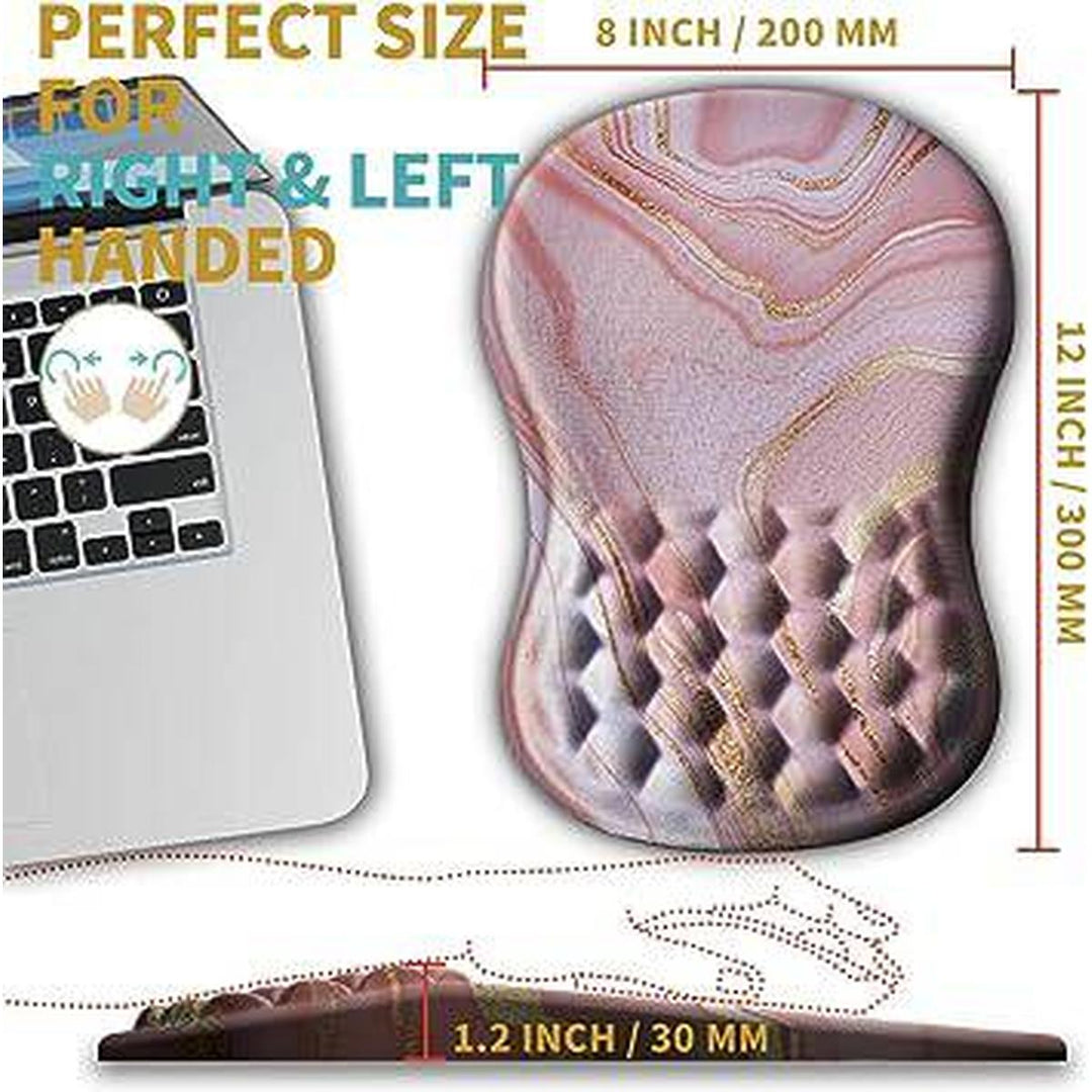 Pink Gold Marble Massage Mouse Pad with Wrist Support - DOKUTRONIX