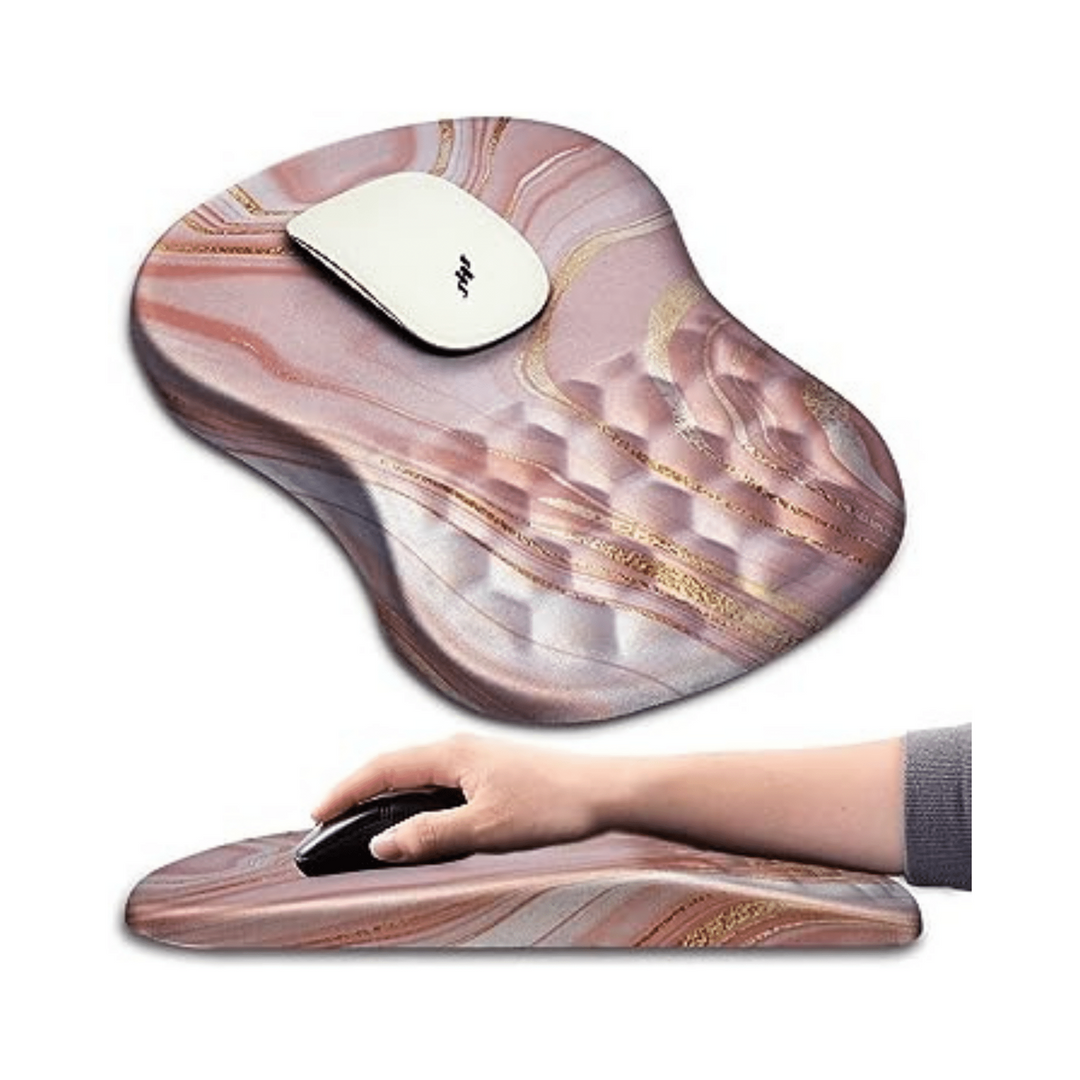 Pink Gold Marble Massage Mouse Pad with Wrist Support - DOKUTRONIX