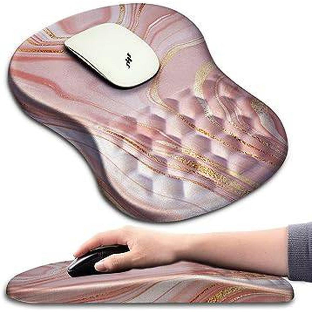 Pink Gold Marble Massage Mouse Pad with Wrist Support - DOKUTRONIX