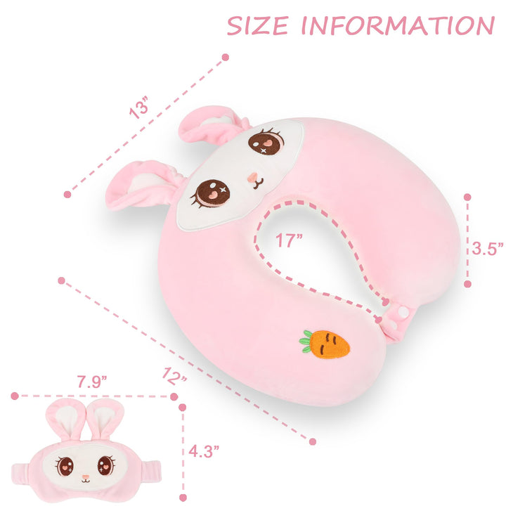 Pink Rabbit Travel Pillow & Sleep Mask Set - DOKUTRONIX