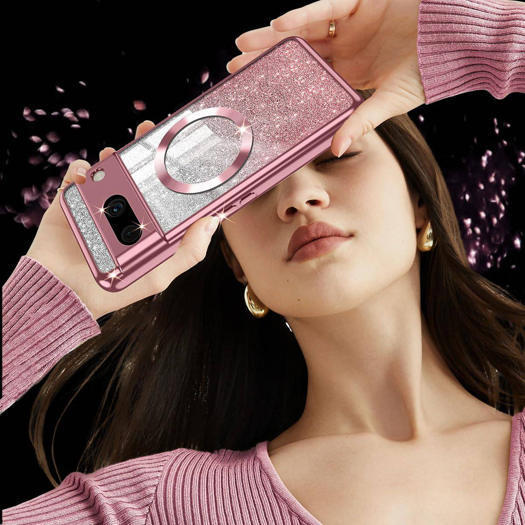 GlitterMag Rose Gold Case for Pixel 8A - DOKUTRONIX