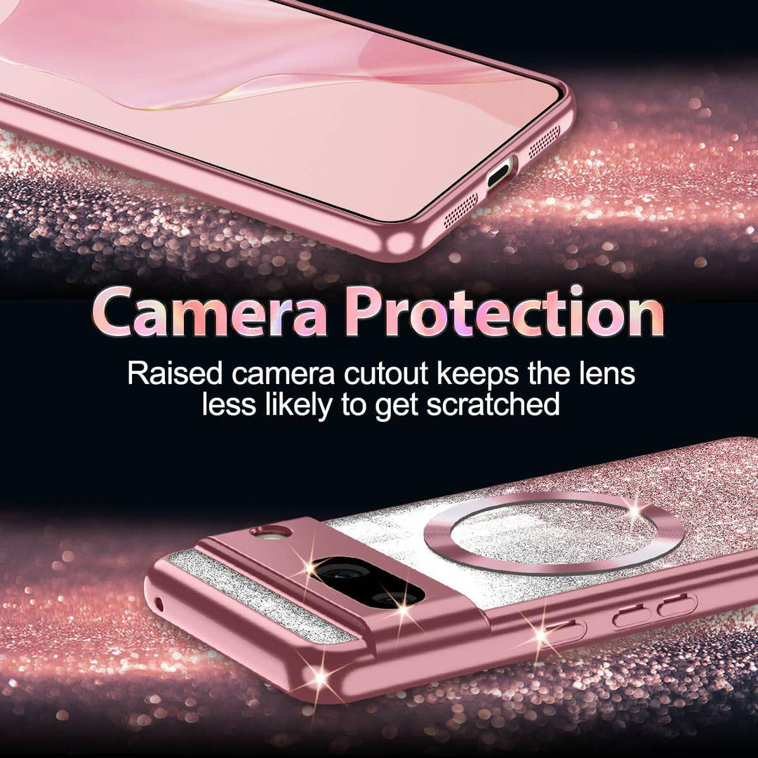 GlitterMag Rose Gold Case for Pixel 8A - DOKUTRONIX