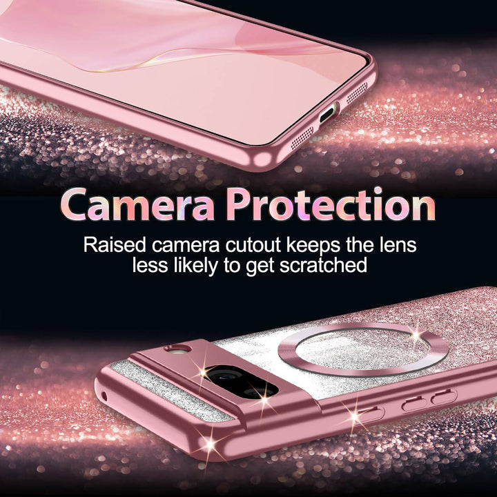 GlitterMag Rose Gold Case for Pixel 8A - DOKUTRONIX