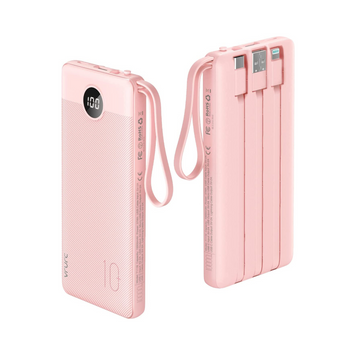 Dokutronix Portable Charger with Built in Cables 10000mAh- Pink
