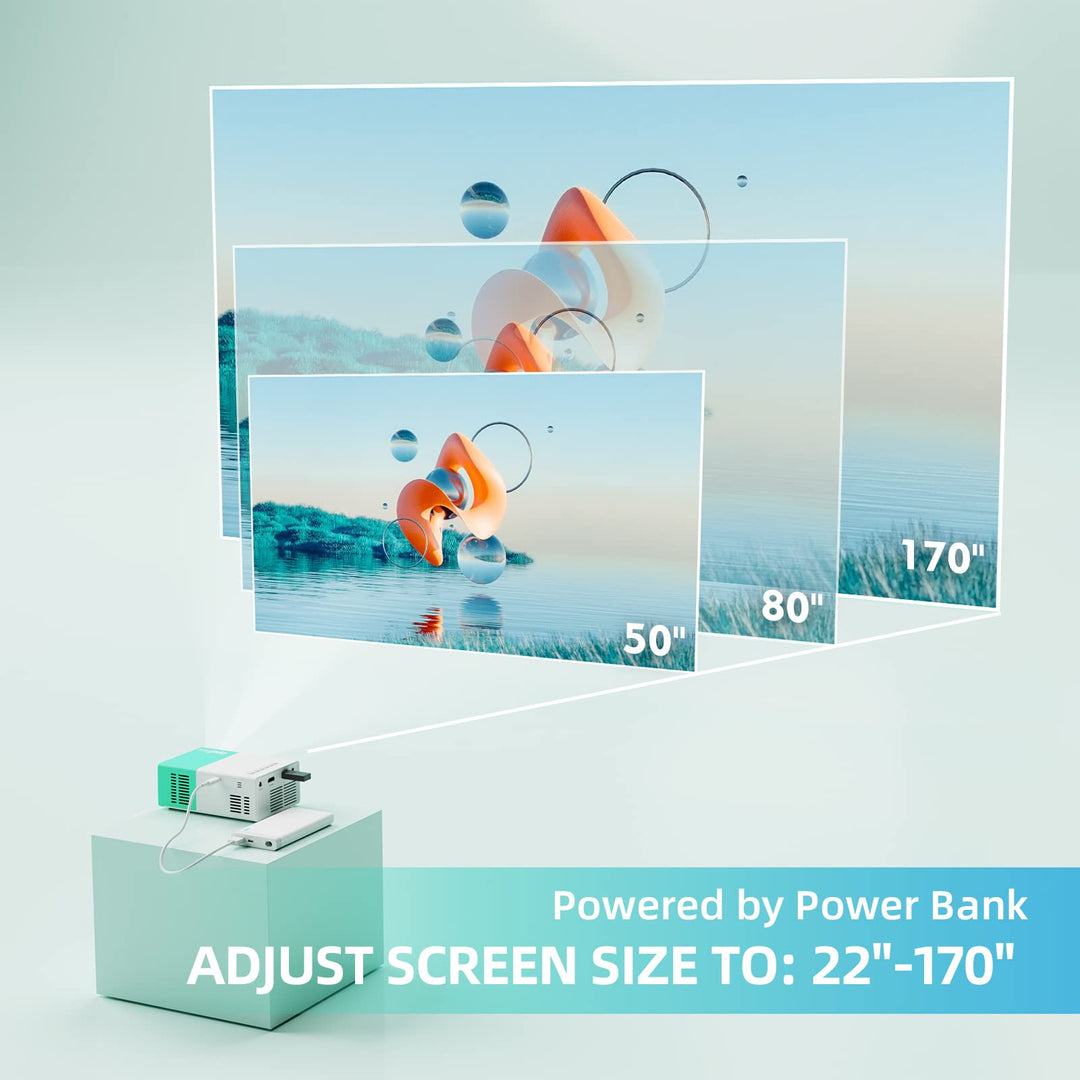 Projector Mini Portable Outdoor Movie Projectors, LED Pico Video Projector for Home Theater Film Projectors, Compatible with Smartphone/ Tablet/ Laptop/ TV Stick/ PS/ USB - DOKUTRONIX