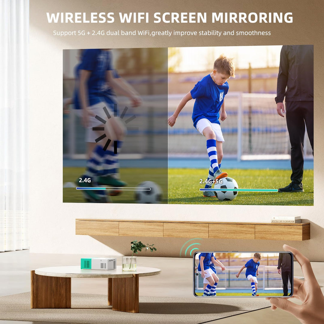 Projector Mini Portable Outdoor Movie Projectors, LED Pico Video Projector for Home Theater Film Projectors, Compatible with Smartphone/ Tablet/ Laptop/ TV Stick/ PS/ USB - DOKUTRONIX