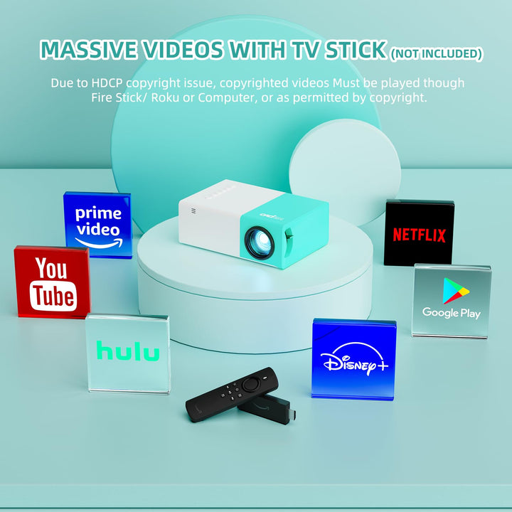 Projector Mini Portable Outdoor Movie Projectors, LED Pico Video Projector for Home Theater Film Projectors, Compatible with Smartphone/ Tablet/ Laptop/ TV Stick/ PS/ USB - DOKUTRONIX