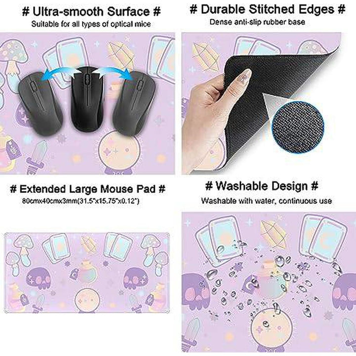 Enchanting Purple Witch Desk Mat - XXL Gaming Pad - DOKUTRONIX