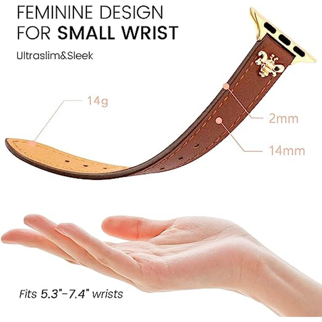 GoldClasp Brown Leather Apple Watch Bands - DOKUTRONIX