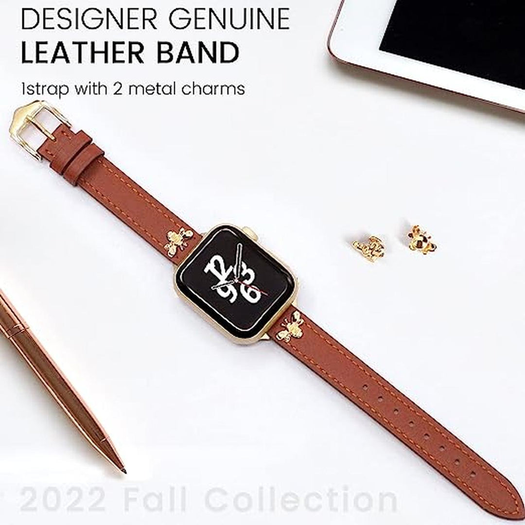 GoldClasp Brown Leather Apple Watch Bands - DOKUTRONIX