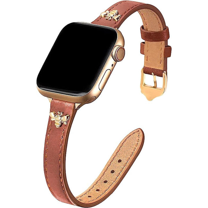 GoldClasp Brown Leather Apple Watch Bands - DOKUTRONIX
