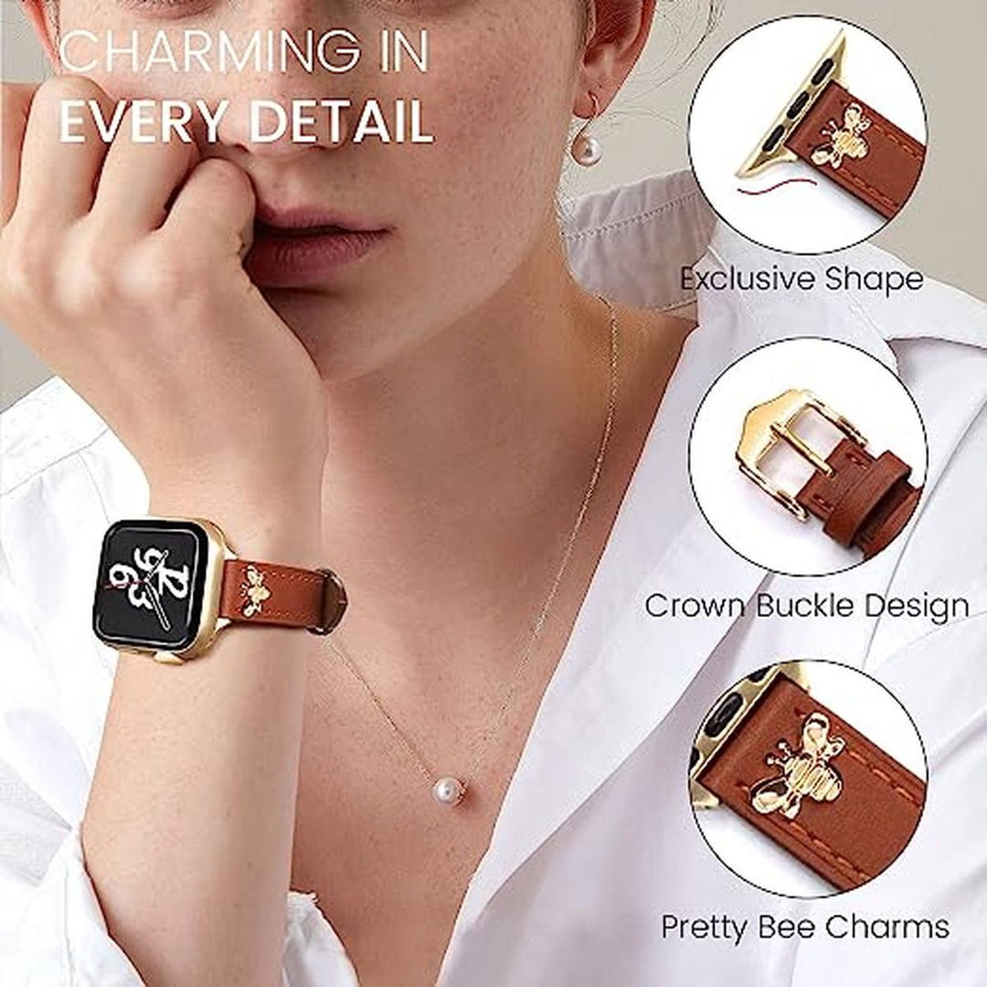 GoldClasp Brown Leather Apple Watch Bands - DOKUTRONIX