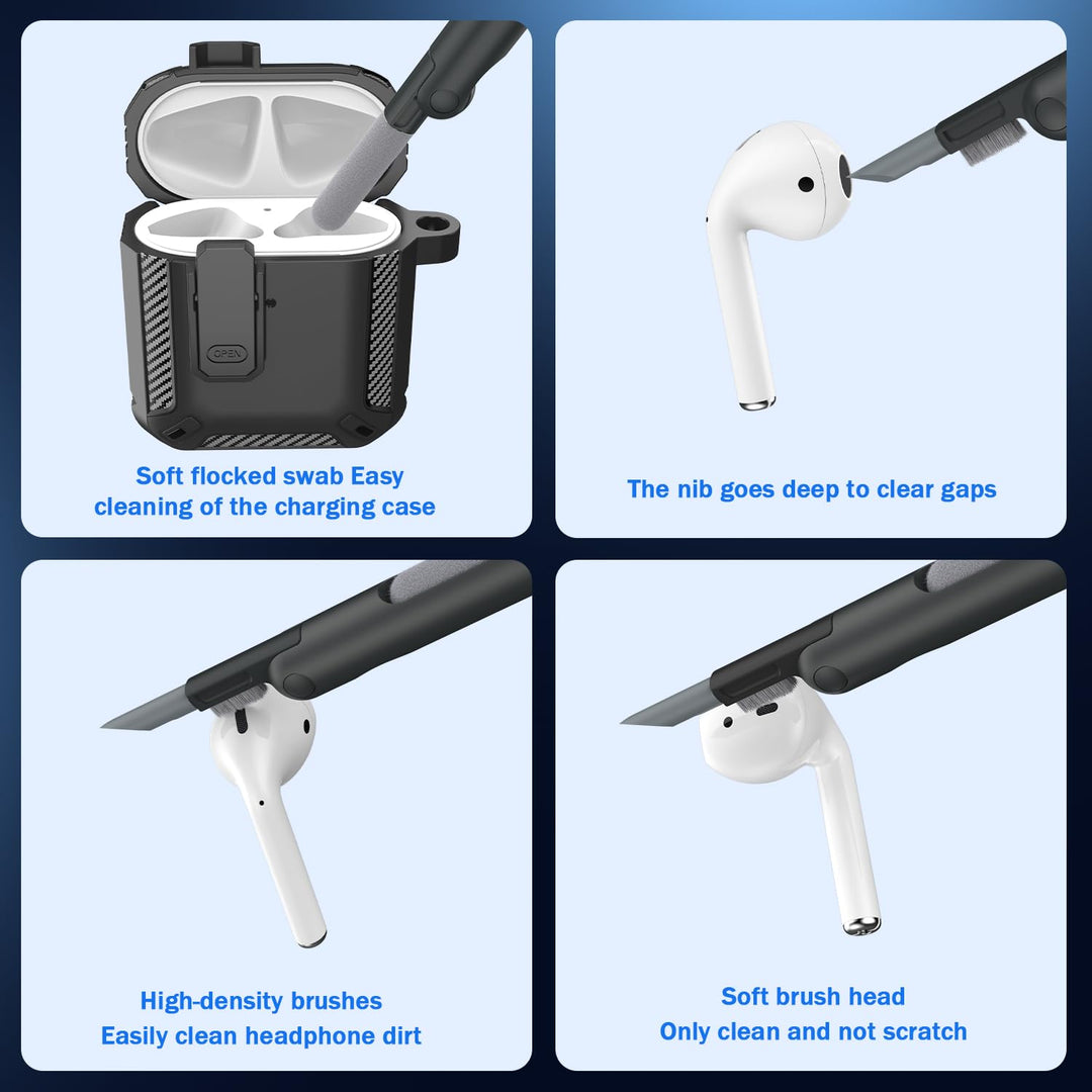 ArmorGuard AirPod Case with Cleaner Kit - Black - DOKUTRONIX