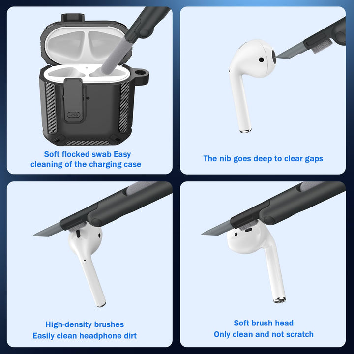 ArmorGuard AirPod Case with Cleaner Kit - Black - DOKUTRONIX